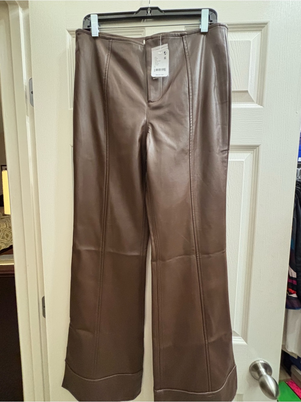 We The Free Chocolate Brown Faux Leather Wide-Leg Pants